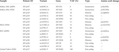 Spectrum of germline and somatic mitochondrial DNA variants in Tuberous Sclerosis Complex